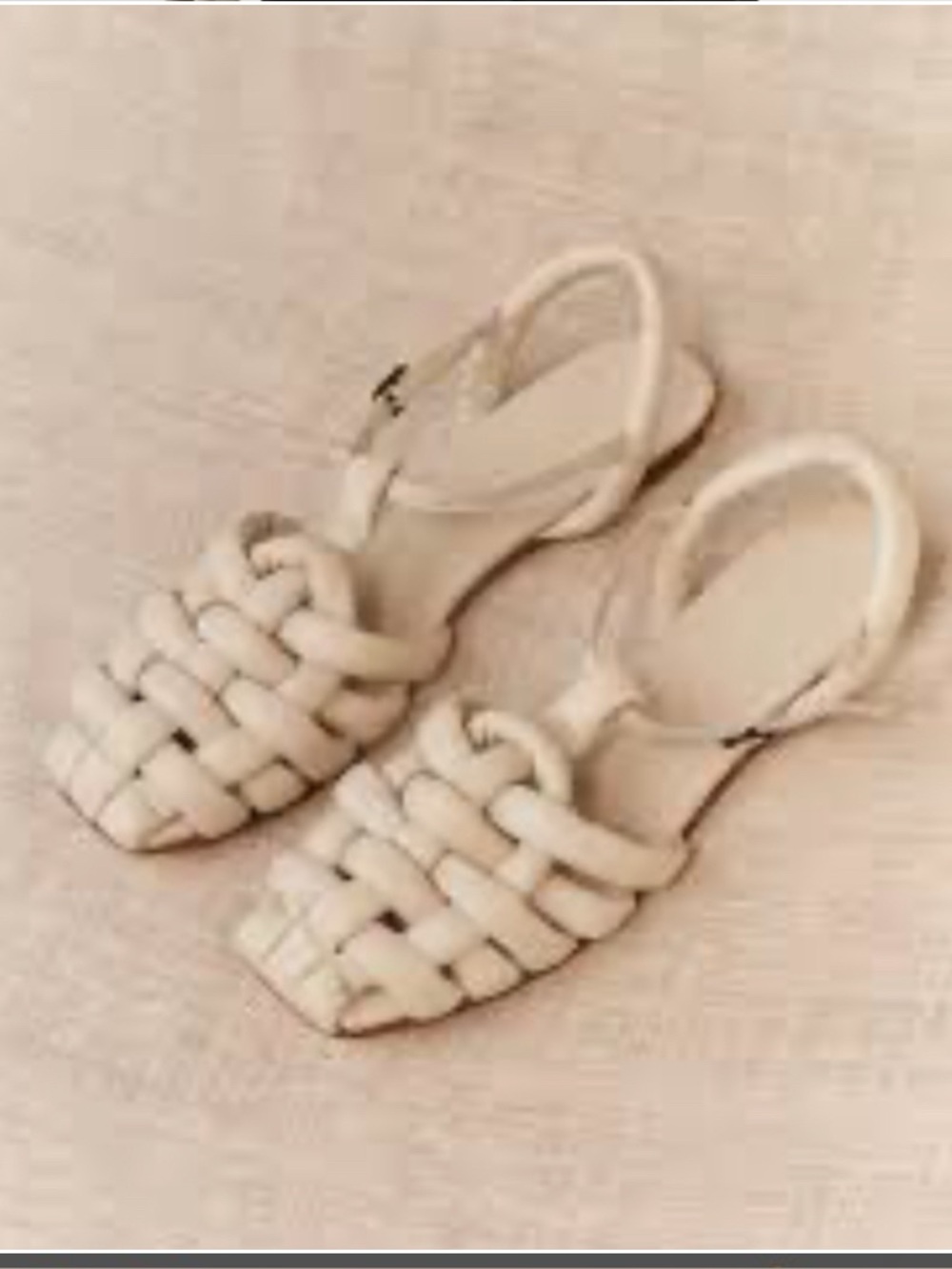 Nasty Gal Woven Padded Flat Sandals Cream Beige Ankle Strap